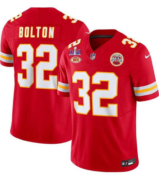 Men%27s Kansas City Chiefs #32 Nick Bolton Red 2024 F.U.S.E. Super Bowl LVIII Patch With NKH Patch Vapor Untouchable Limited Jersey Dzhi